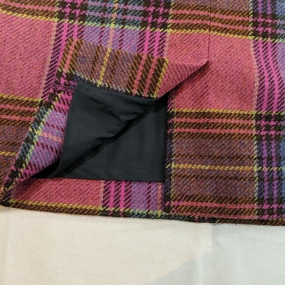 L.L. Bean Pink Plaid Wool Skirt Women's 8 Short Knee Length Slit Tartan Pencil - Picture 10 of 15